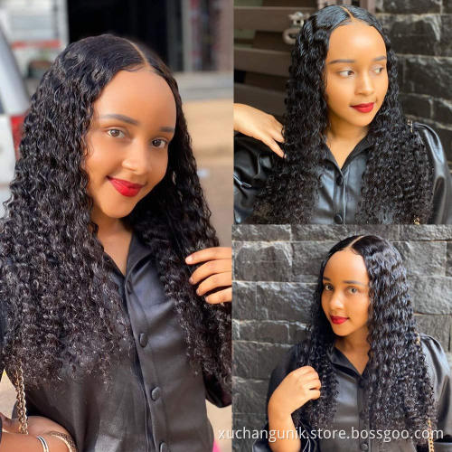 Free Shipping Wholesales Water Wave Wig,4*4 Lace closure Wigs Brazilian Human Hair Wigs,Pre Plucked Free Part Lace Front Wig